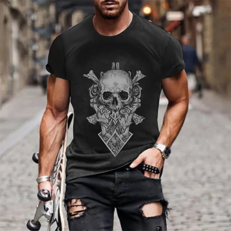 Skull Mark Black Cotton T-shirt sold by GTHIC product image thumbnail 2