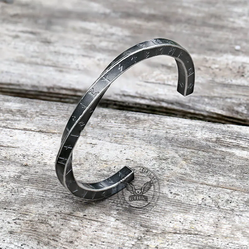 Viking Runes Twist Cuff Stainless Steel Bracelet sold by GTHIC product image thumbnail 5