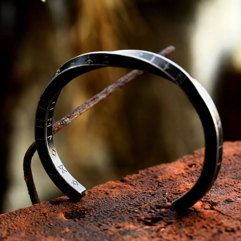 Viking Runes Twist Cuff Stainless Steel Bracelet sold by GTHIC