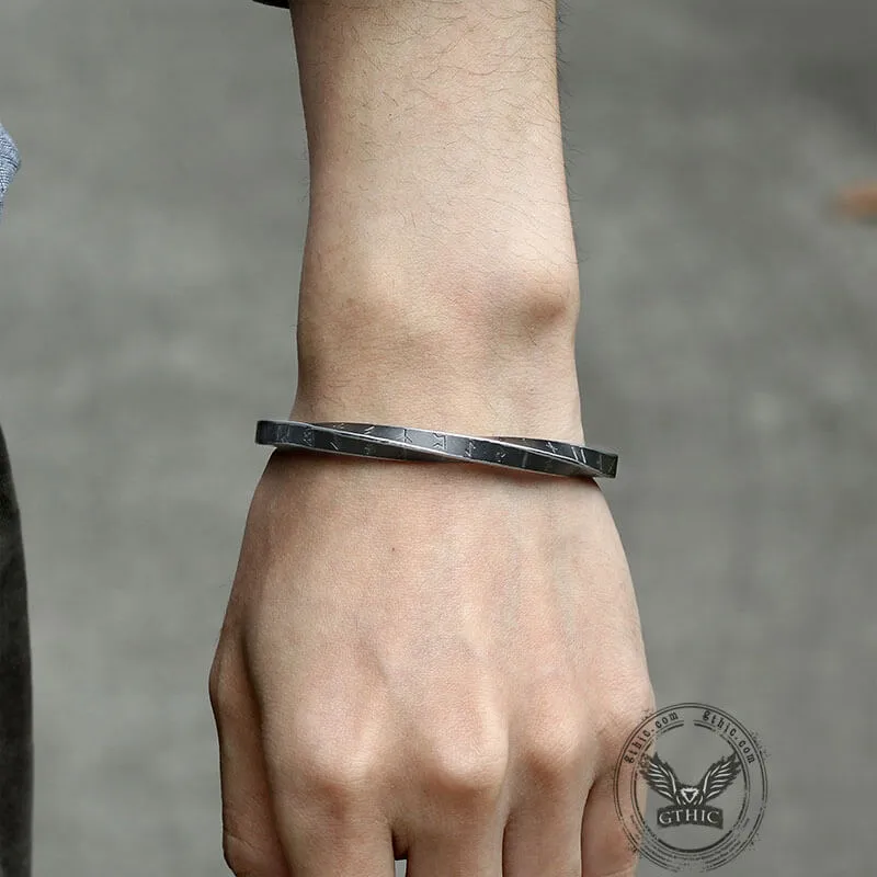Viking Runes Twist Cuff Stainless Steel Bracelet sold by GTHIC product image thumbnail 2