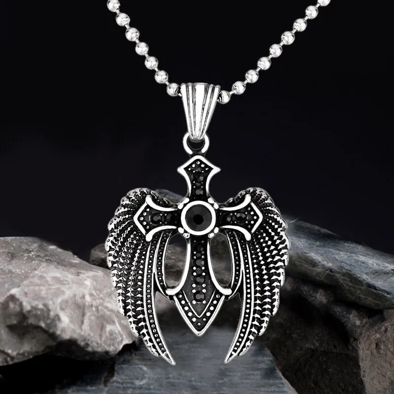 Fallen Angel Wings Stainless Steel Gem Pendant sold by GTHIC