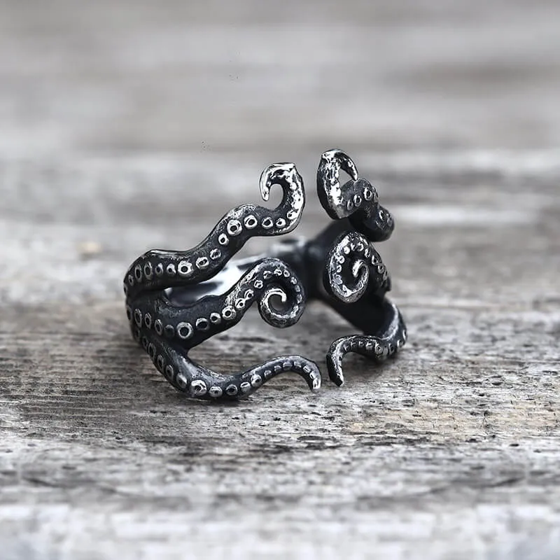 Vintage Octopus Arms Stainless Steel Animal Ring sold by GTHIC