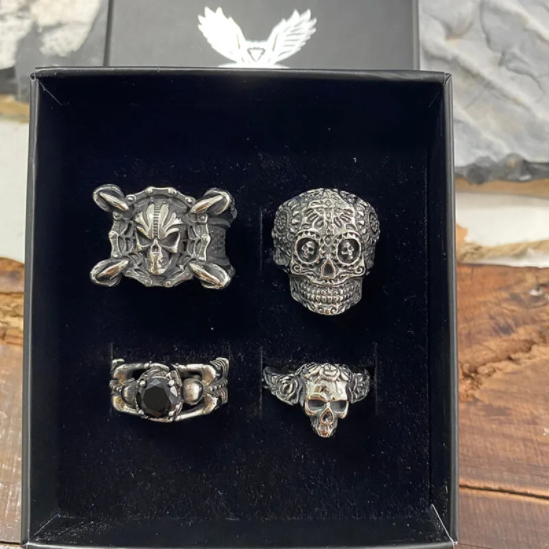 4 Pcs Stainless Steel Gothic Skull Rings Set sold by GTHIC