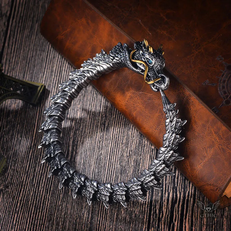 Vintage Oriental Dragon Stainless Steel Bracelet sold by GTHIC