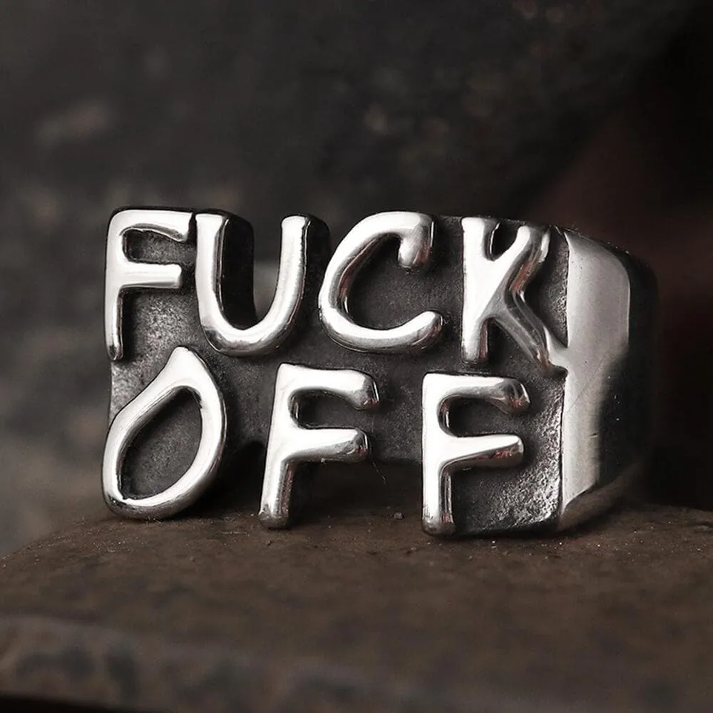 Retro FUCK OFF Stainless Steel Ring sold by GTHIC product image thumbnail 3