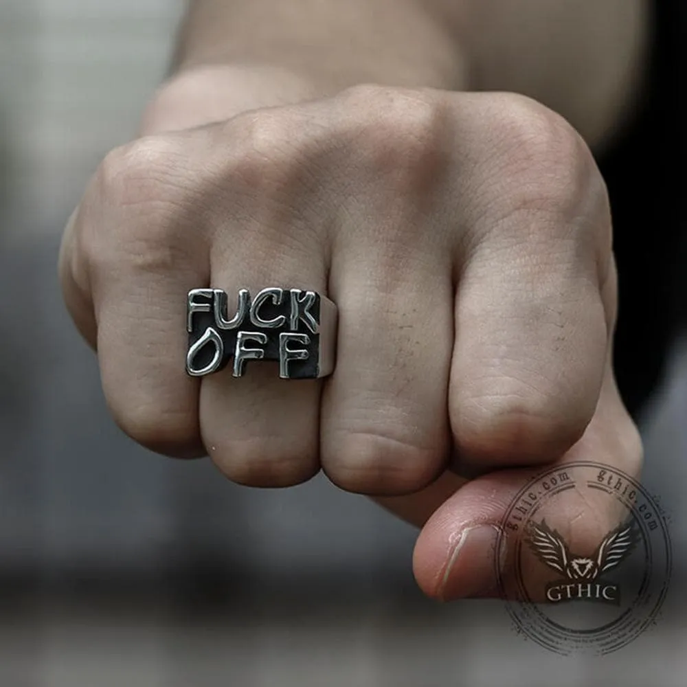 Retro FUCK OFF Stainless Steel Ring sold by GTHIC product image thumbnail 2