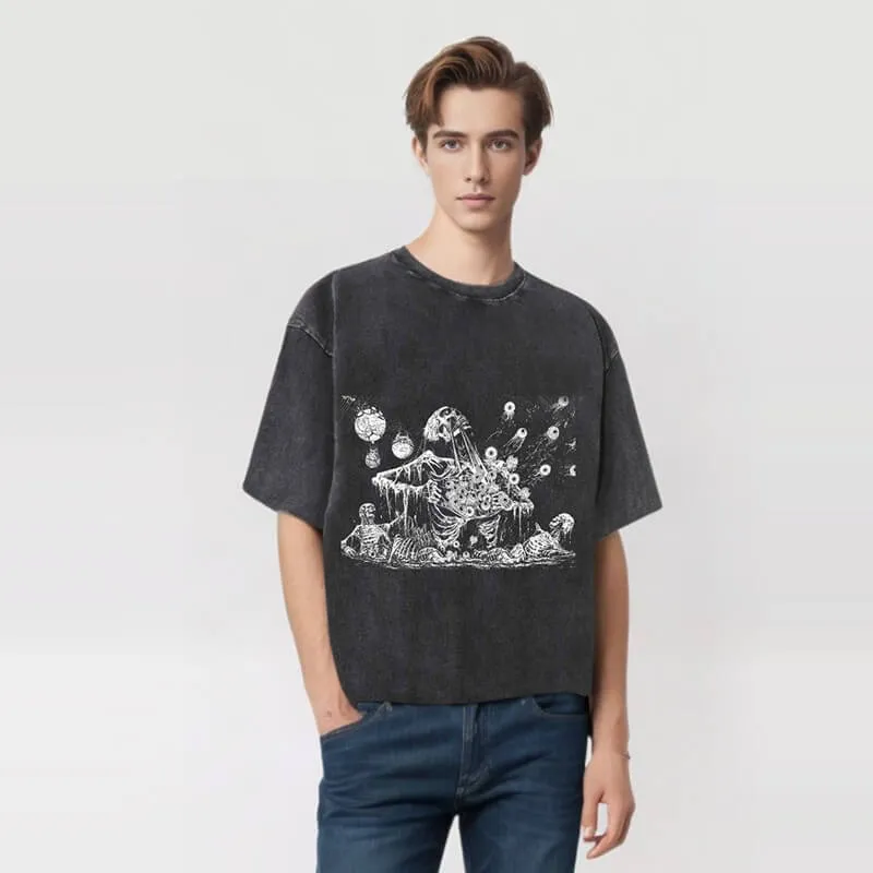 Gothic Skull Eyeball Print T-shirt sold by GTHIC product image thumbnail 2