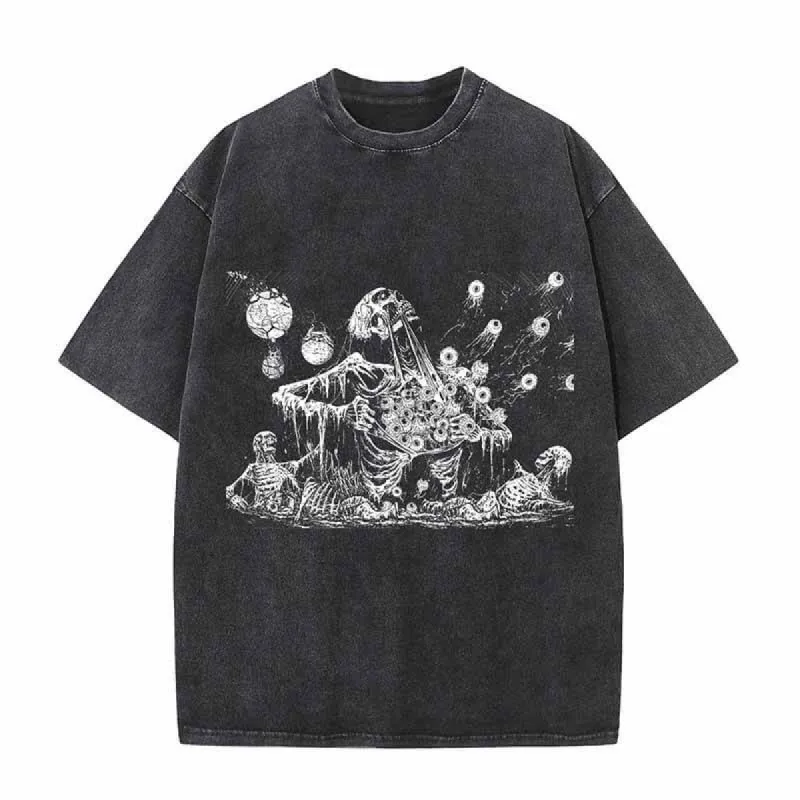 Gothic Skull Eyeball Print T-shirt sold by GTHIC