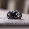 Lucifer Round Stone Stainless Steel Ring sold by GTHIC