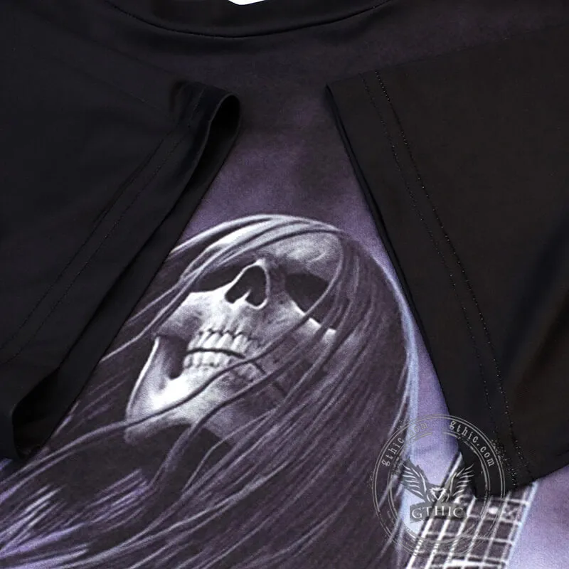 Rock and Roll Polyester Skull T-shirt sold by GTHIC product image thumbnail 5