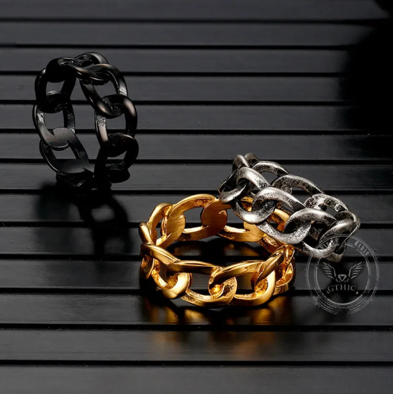Simple Cuban Link Design Stainless Steel Ring sold by GTHIC