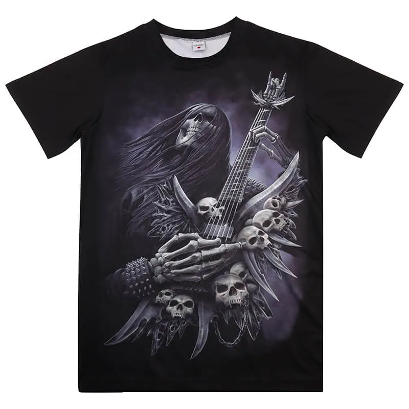 Rock and Roll Polyester Skull T-shirt sold by GTHIC