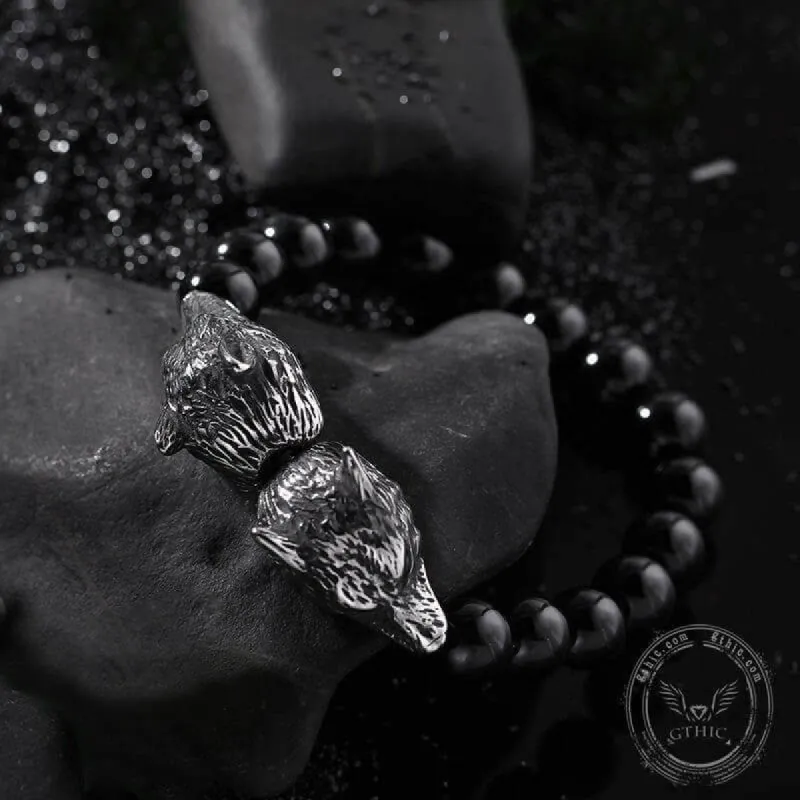Wolf Glass Stone Stainless Steel Bracelet sold by GTHIC