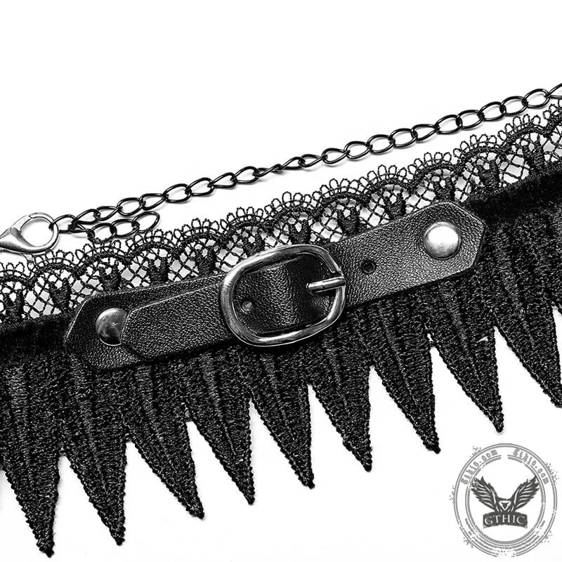 Gothic Feather Design Lace Choker Necklace sold by GTHIC product image thumbnail 4