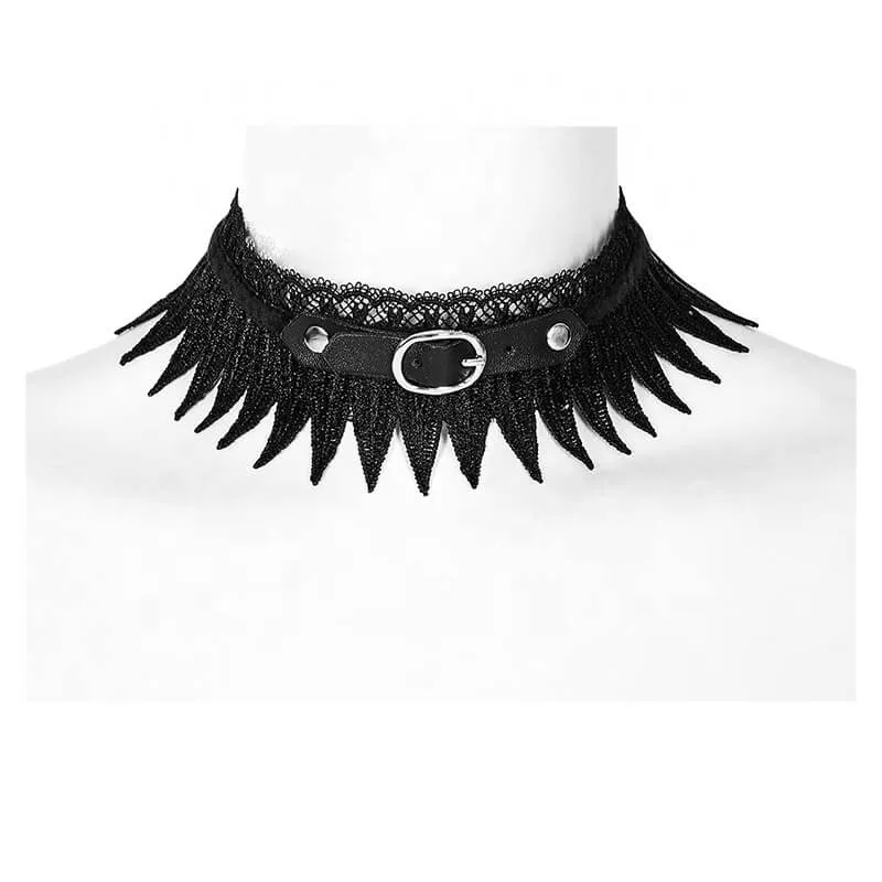 Gothic Feather Design Lace Choker Necklace sold by GTHIC product image thumbnail 3