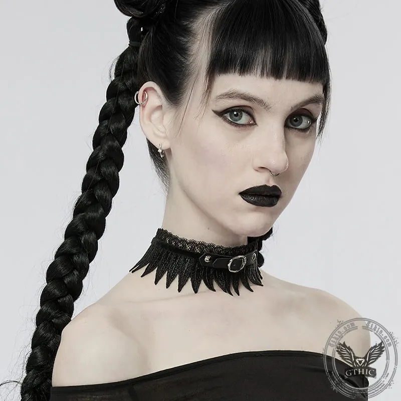 Gothic Feather Design Lace Choker Necklace sold by GTHIC product image thumbnail 2