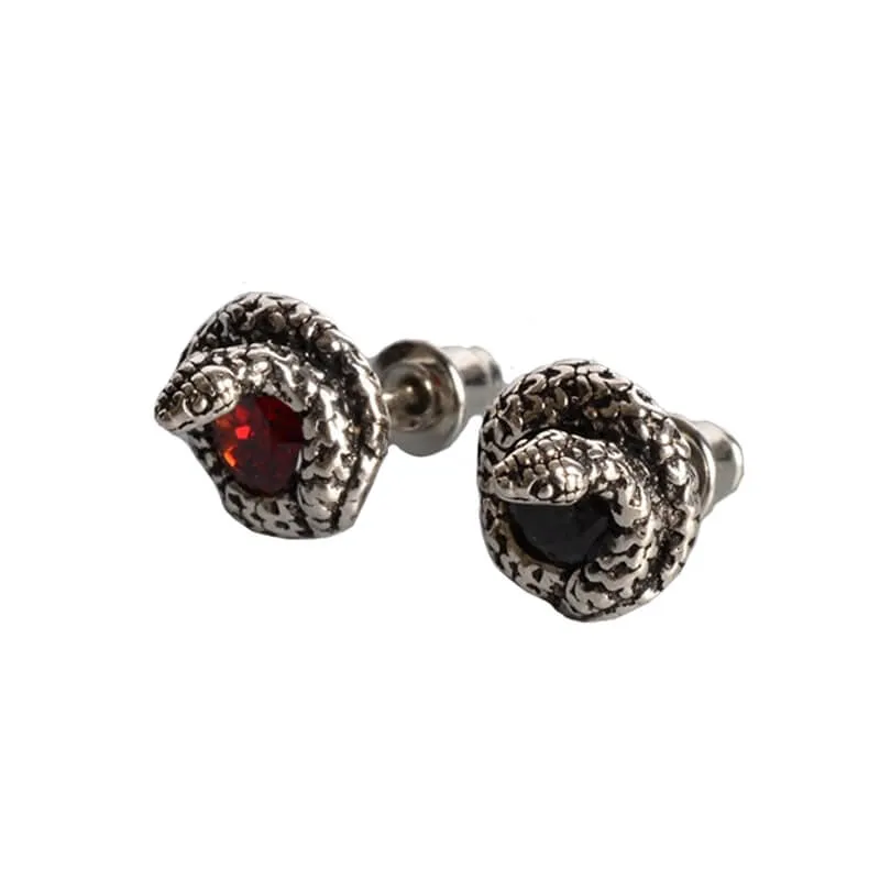 Gothic Curled Snake Zircon Sterling Silver Stud Earrings sold by GTHIC product image thumbnail 5