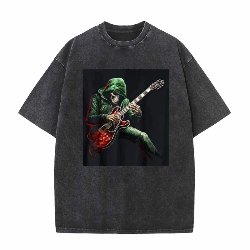 Vintage Washed Rock Skull Guitar T-shirt sold by GTHIC
