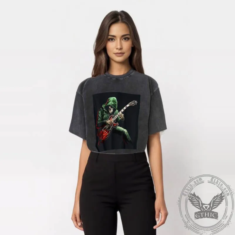 Vintage Washed Rock Skull Guitar T-shirt sold by GTHIC product image thumbnail 2