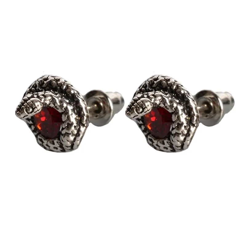 Gothic Curled Snake Zircon Sterling Silver Stud Earrings sold by GTHIC product image thumbnail 3