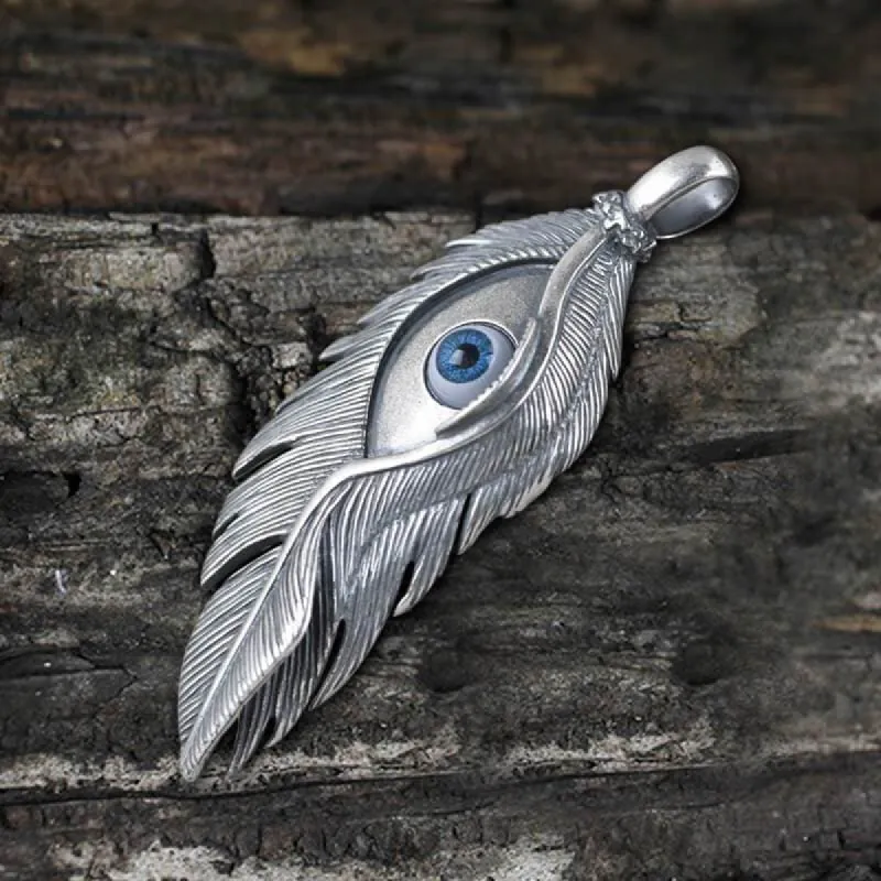 Blue Eye Feather Sterling Silver Pendant sold by GTHIC