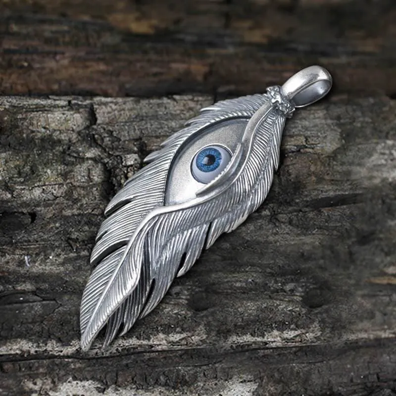 Blue Eye Feather Sterling Silver Pendant sold by GTHIC