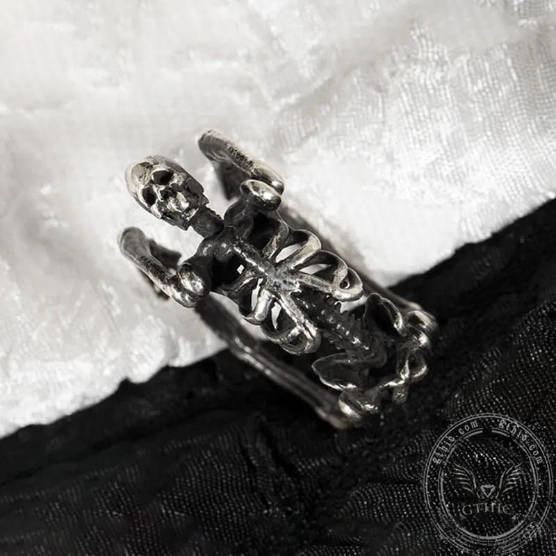 Gothic Yoga Skull Sterling Silver Adjustable Ring sold by GTHIC product image thumbnail 3