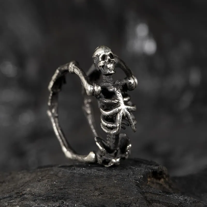 Gothic Yoga Skull Sterling Silver Adjustable Ring sold by GTHIC