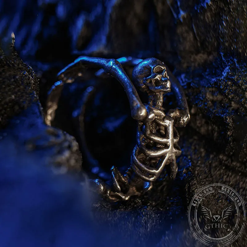 Gothic Yoga Skull Sterling Silver Adjustable Ring sold by GTHIC product image thumbnail 4