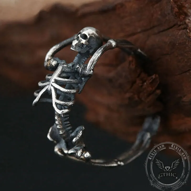 Gothic Yoga Skull Sterling Silver Adjustable Ring sold by GTHIC product image thumbnail 5
