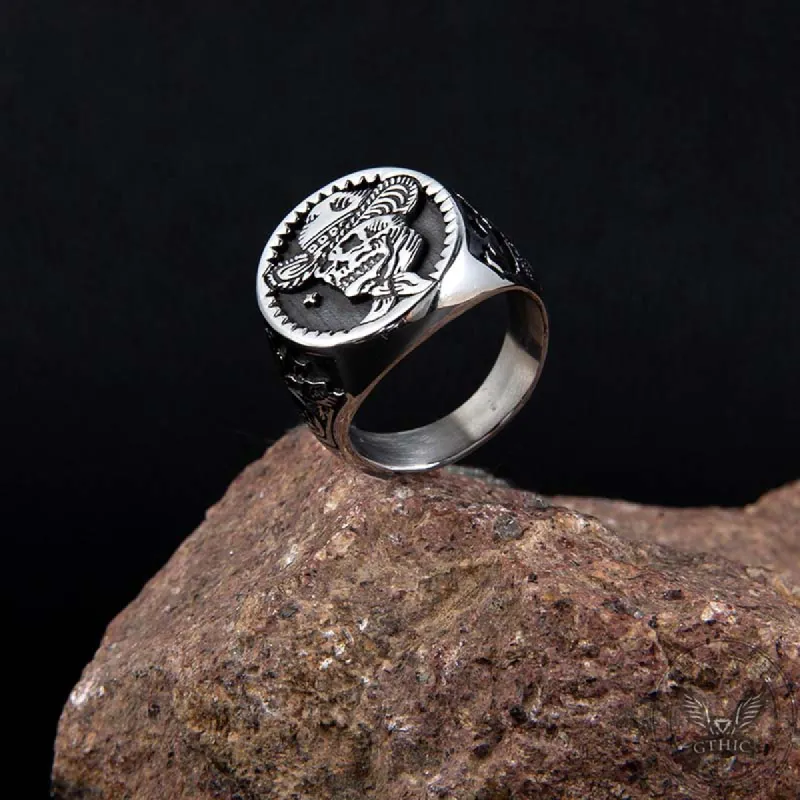 Punk Cowboy Skull Stainless Steel Ring sold by GTHIC