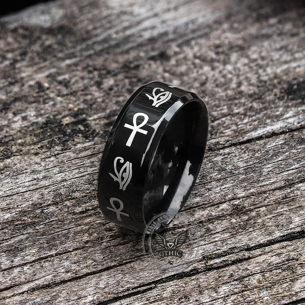 Eye of Ra Ankh Egyptian Symbols Stainless Steel Ring sold by GTHIC product image thumbnail 3