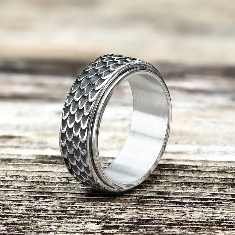 Dragon Scale Stainless Steel Spinner Ring sold by GTHIC
