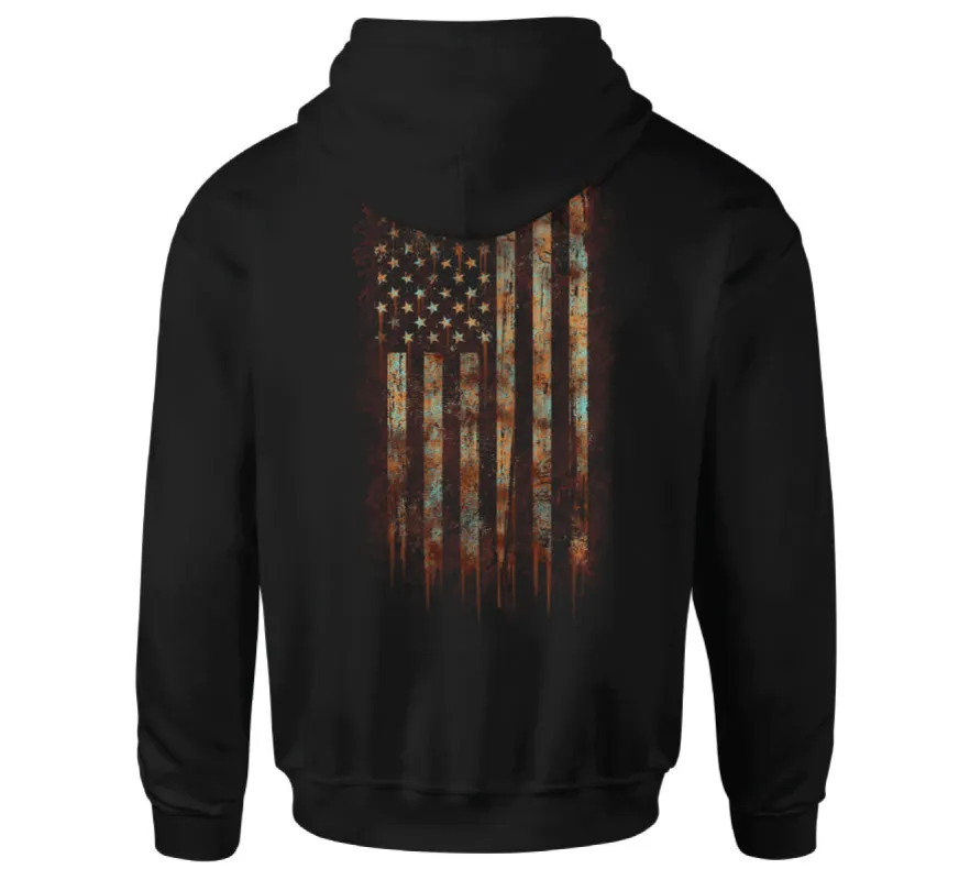 Rust Flag Hood sold by Howitzer Clothing