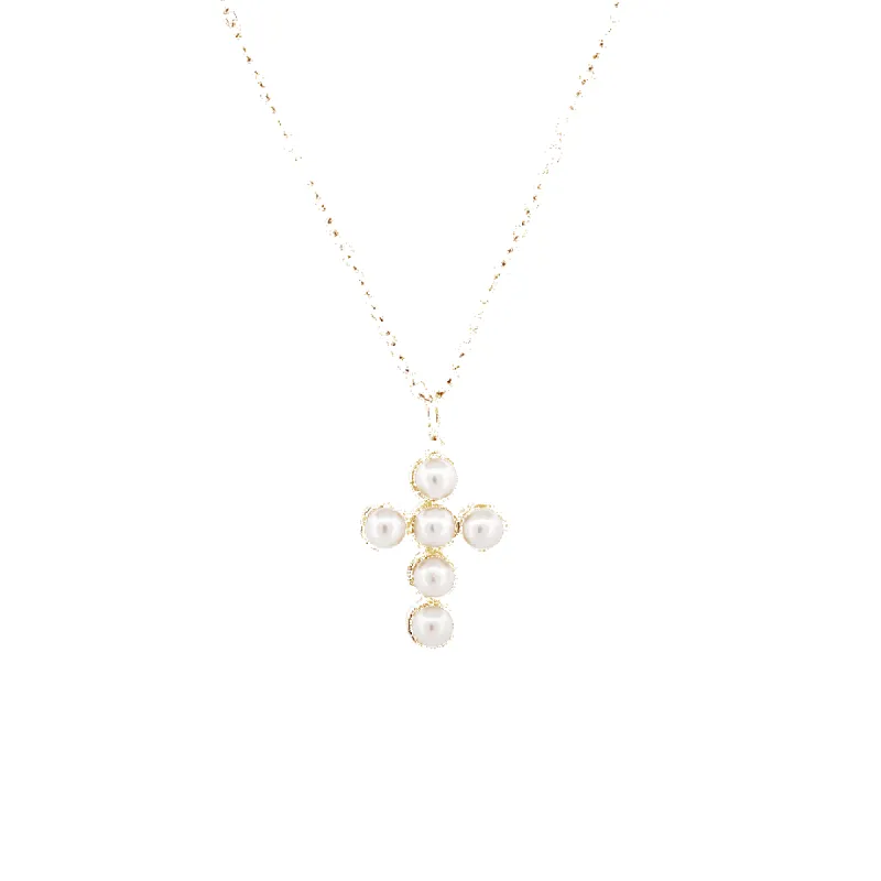 Pearl Cross Necklace (Sample Sale) sold by IceLink