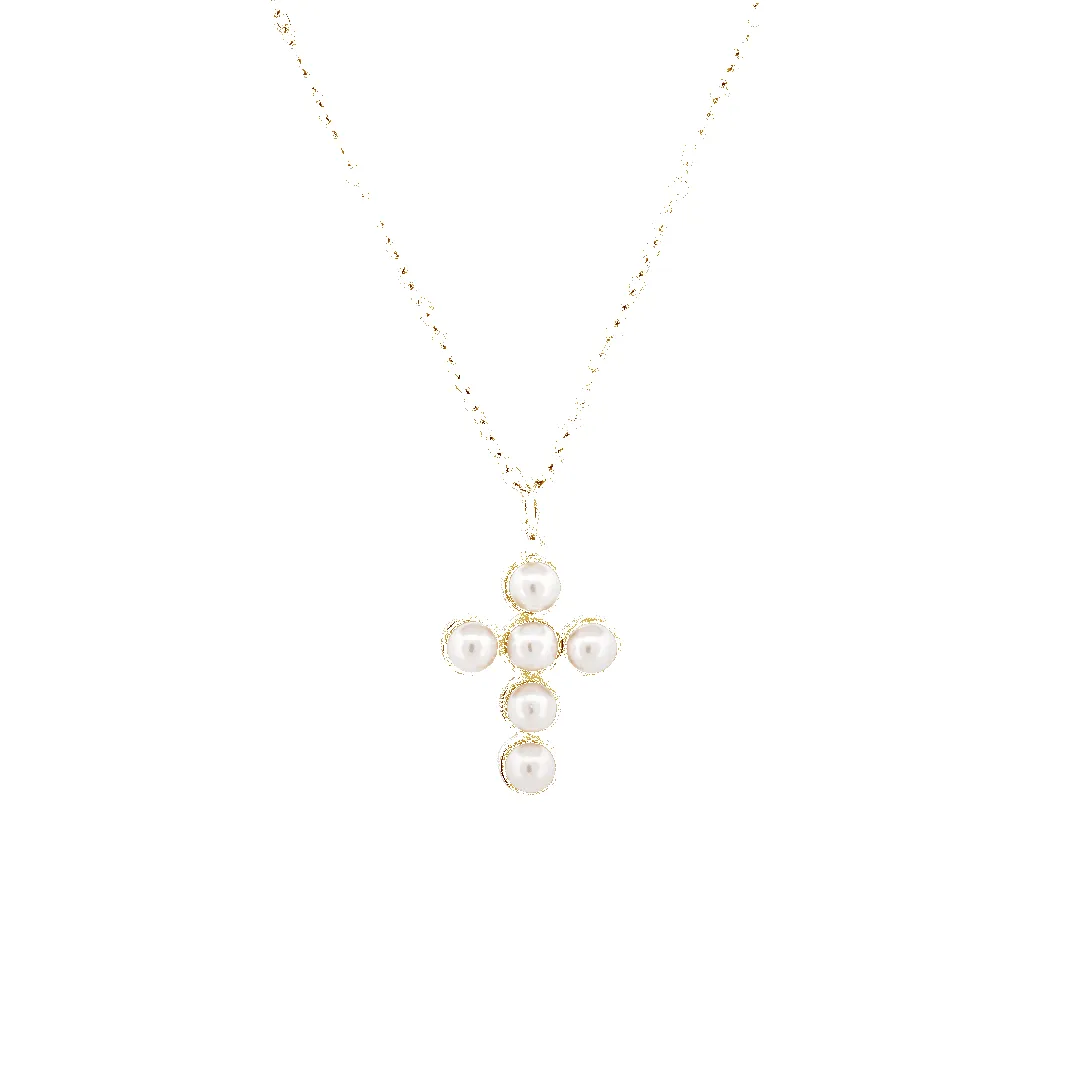 Pearl Cross Necklace (Sample Sale) sold by IceLink