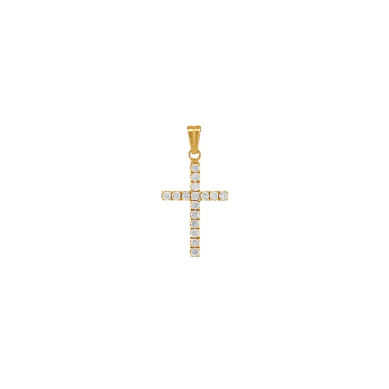 14K Small Square-Set Diamond Cross Pendant sold by IceLink