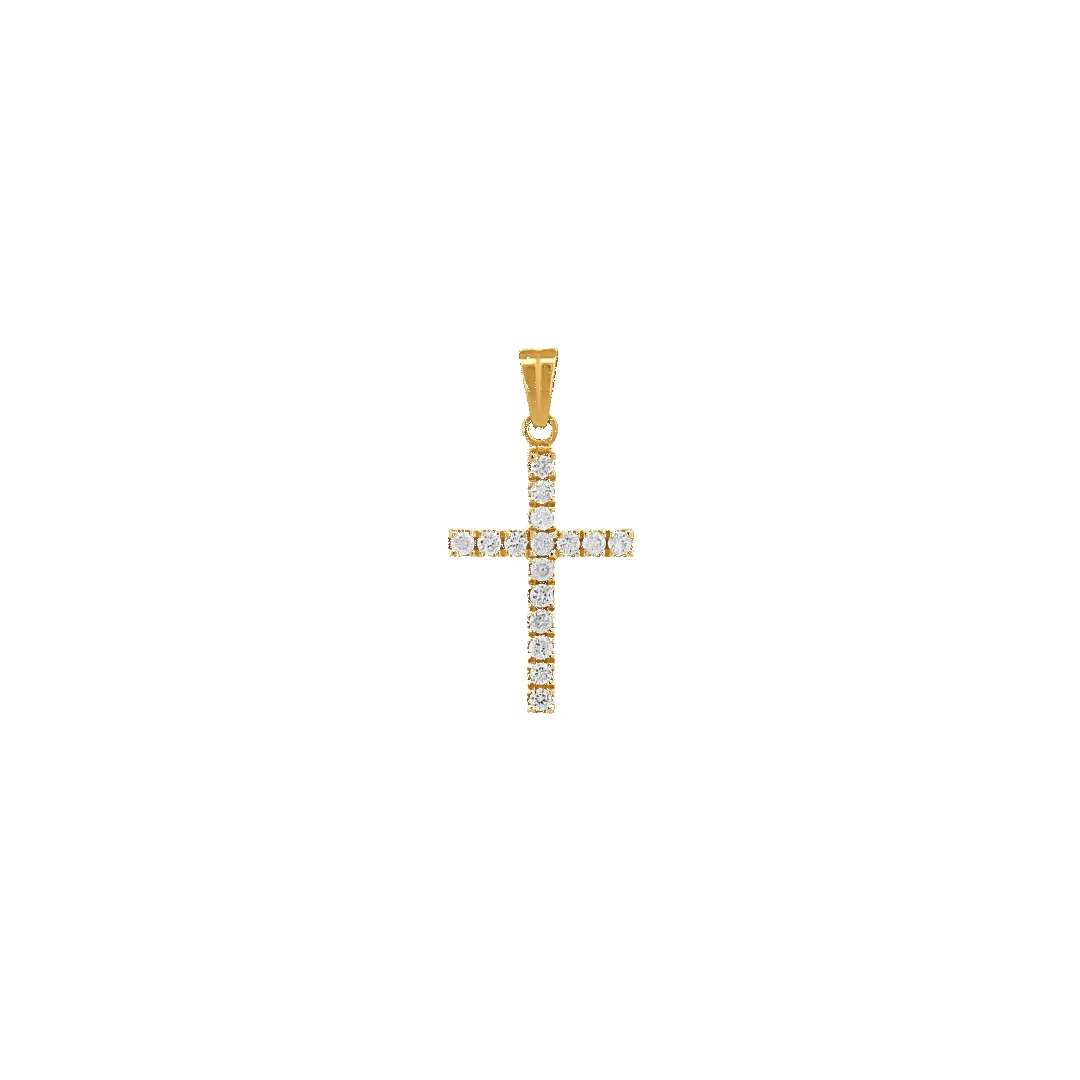 14K Small Square-Set Diamond Cross Pendant sold by IceLink