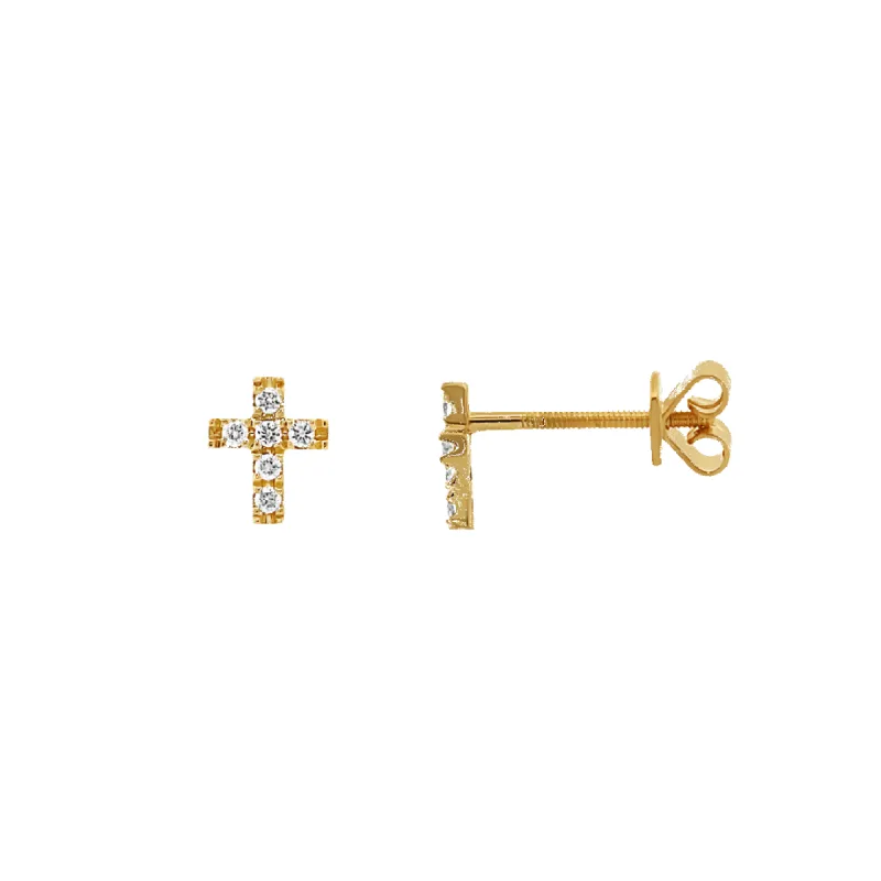 14K Chloe Cross Diamond Stud Earrings sold by IceLink