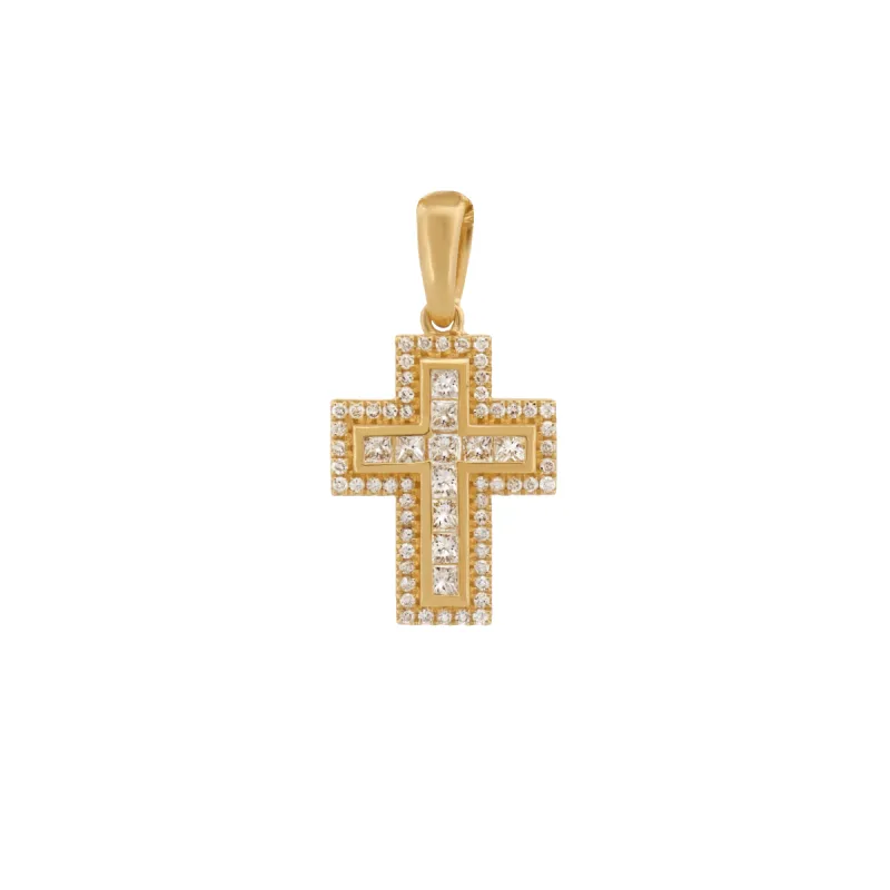 14K Radiant Diamond Cross Pendant sold by IceLink