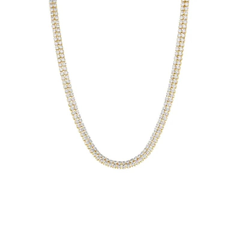 10K Gold 2 Row Moissanite Tennis Necklace sold by IceLink