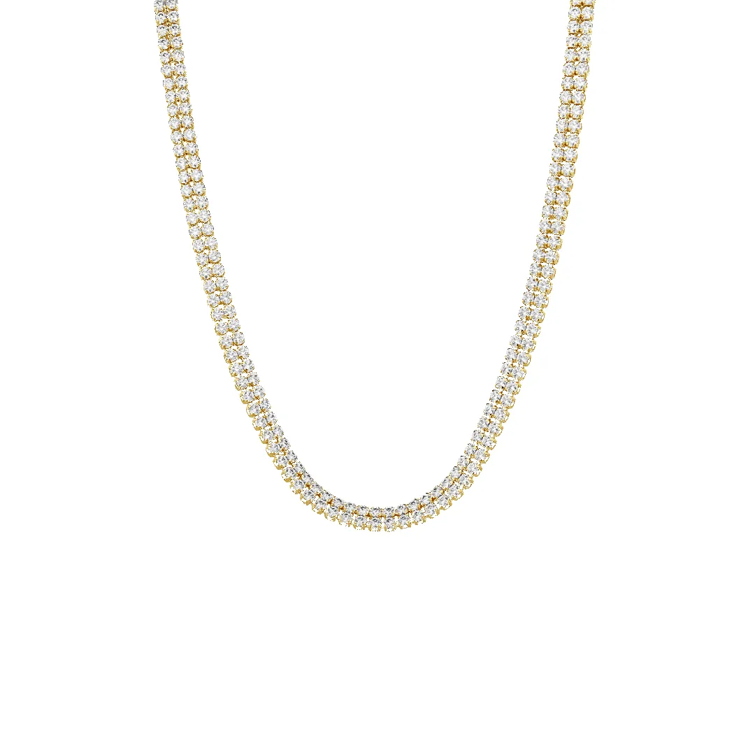 10K Gold 2 Row Moissanite Tennis Necklace sold by IceLink