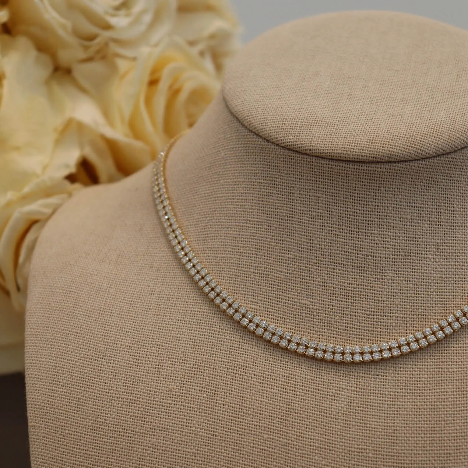 10K Gold 2 Row Moissanite Tennis Necklace sold by IceLink product image thumbnail 4