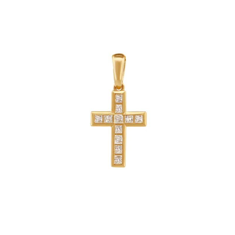 14K Glory Diamond Cross Pendant 14mm sold by IceLink