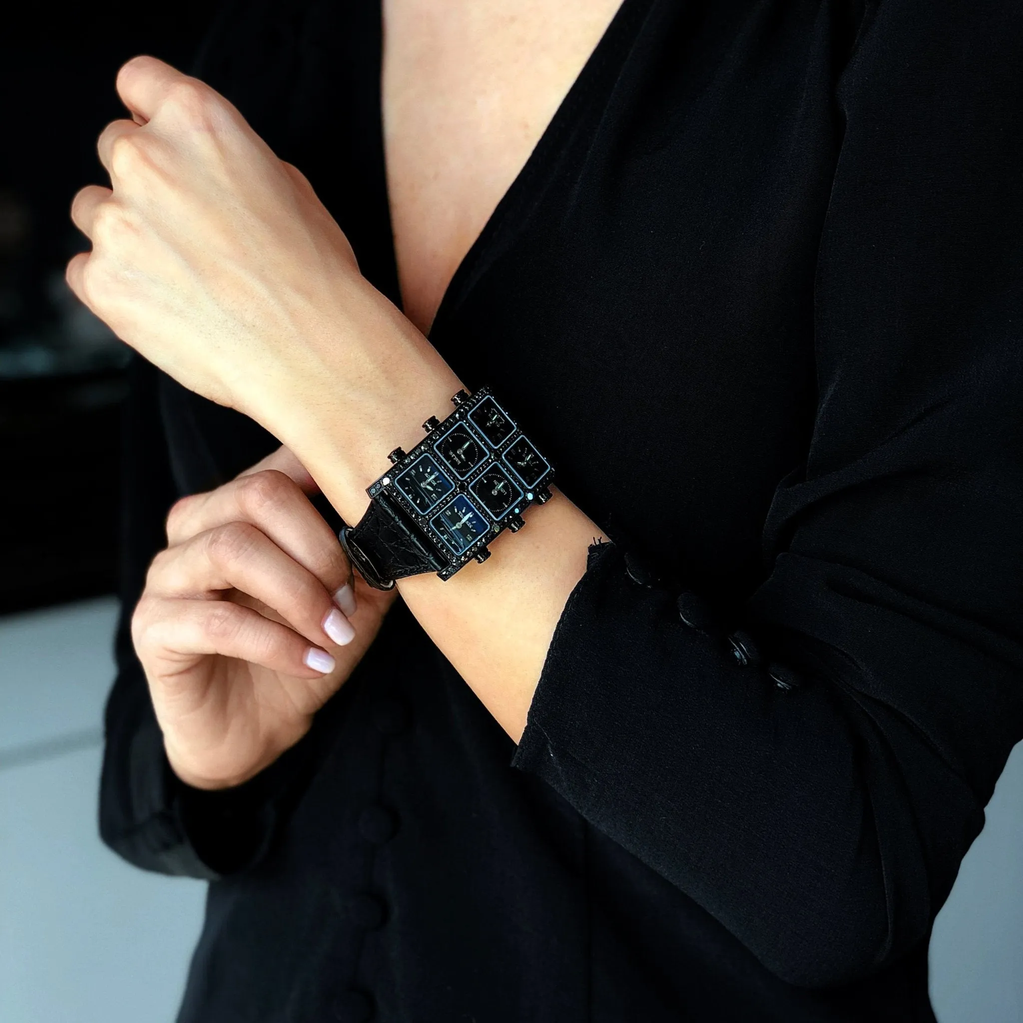 Amani 6 Time Zone 3.5ct Black Diamond Watch sold by IceLink product image thumbnail 3