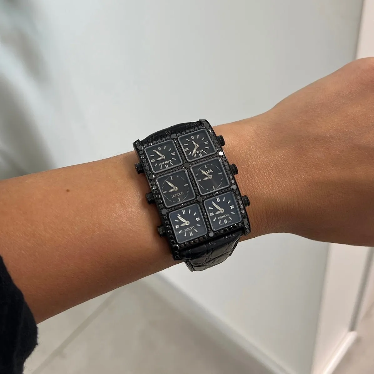 Amani 6 Time Zone 3.5ct Black Diamond Watch sold by IceLink product image thumbnail 2