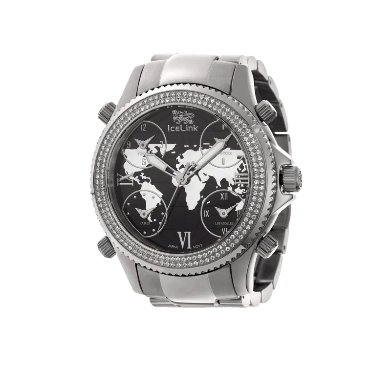 Marco Polo Steel & Black 5 Time Zone Watch (sample) sold by IceLink