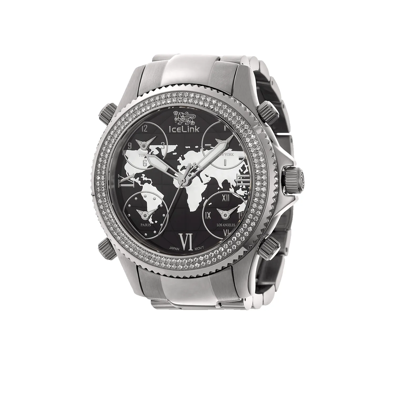 Marco Polo Steel & Black 5 Time Zone Watch (sample) sold by IceLink