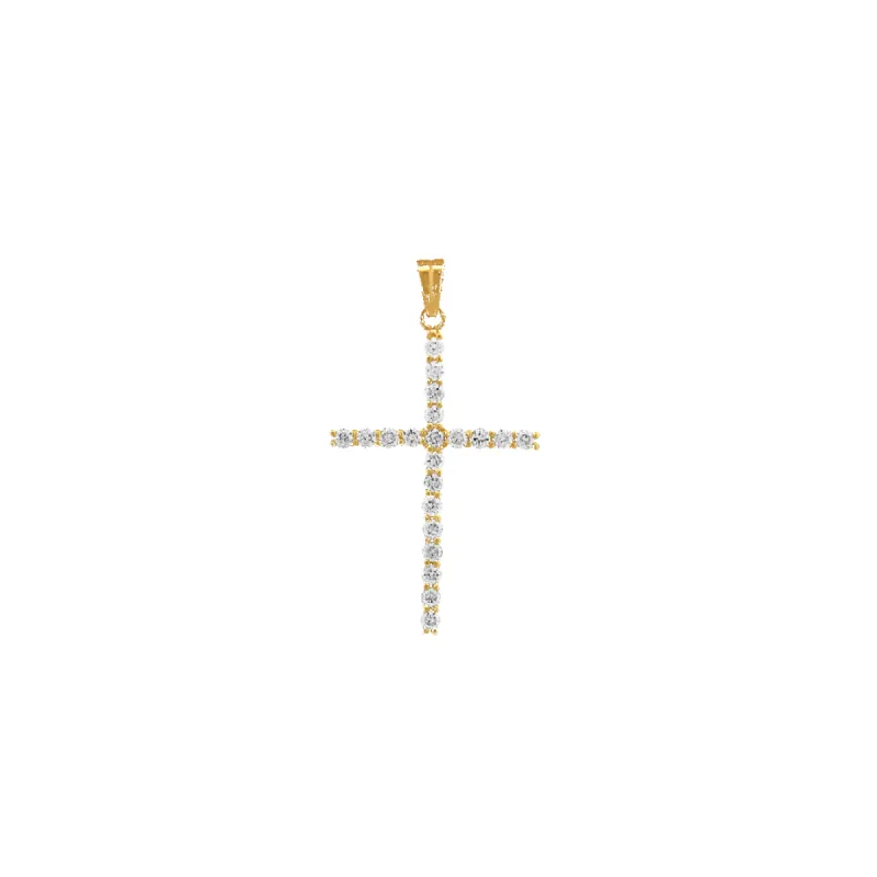 14K Medium Round Diamond Cross Pendant sold by IceLink