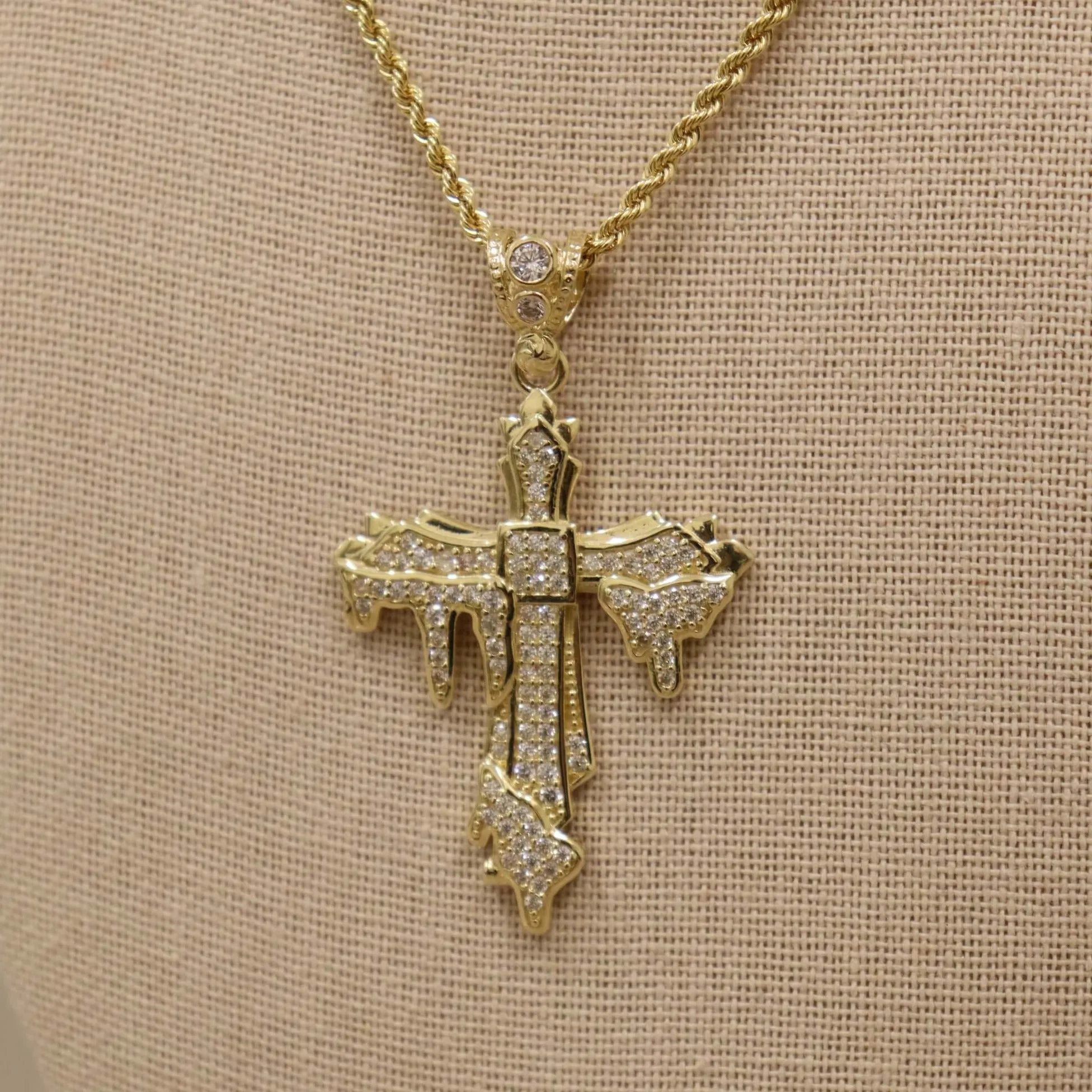 14K Drip Cross Pendant (Sample Sale) sold by IceLink product image thumbnail 2